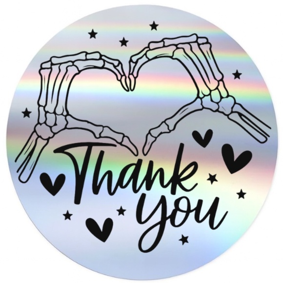 Skeleton Hands 💀❤️ Thank You Stickers – 100pcs - Picture 2 of 4